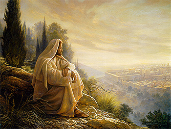 Dal monte degli ulivi, Gesù guarda il Tempio